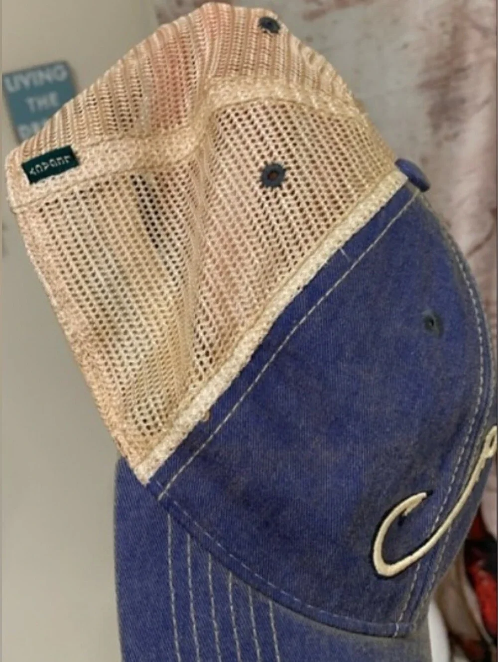 Blue Denim Fishing Hook Logo Baseball Mesh Cap- Unisex Style